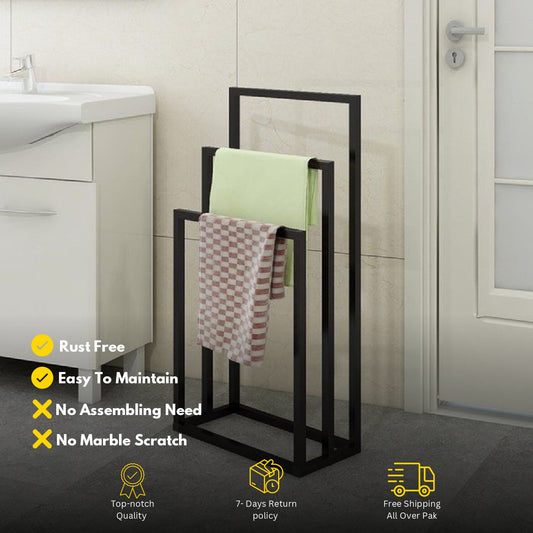 3-Tier Metal Towel Bar – Space-Saving Bathroom Rack