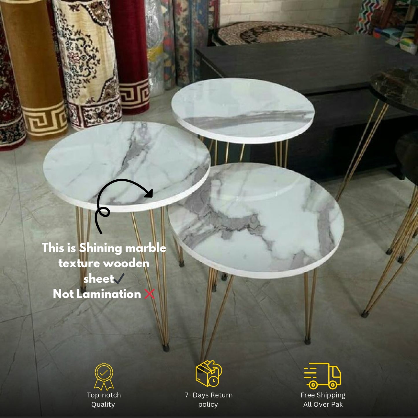 Modern 3-Piece Coffee Table Set – Space-Saving Living Room Furniture