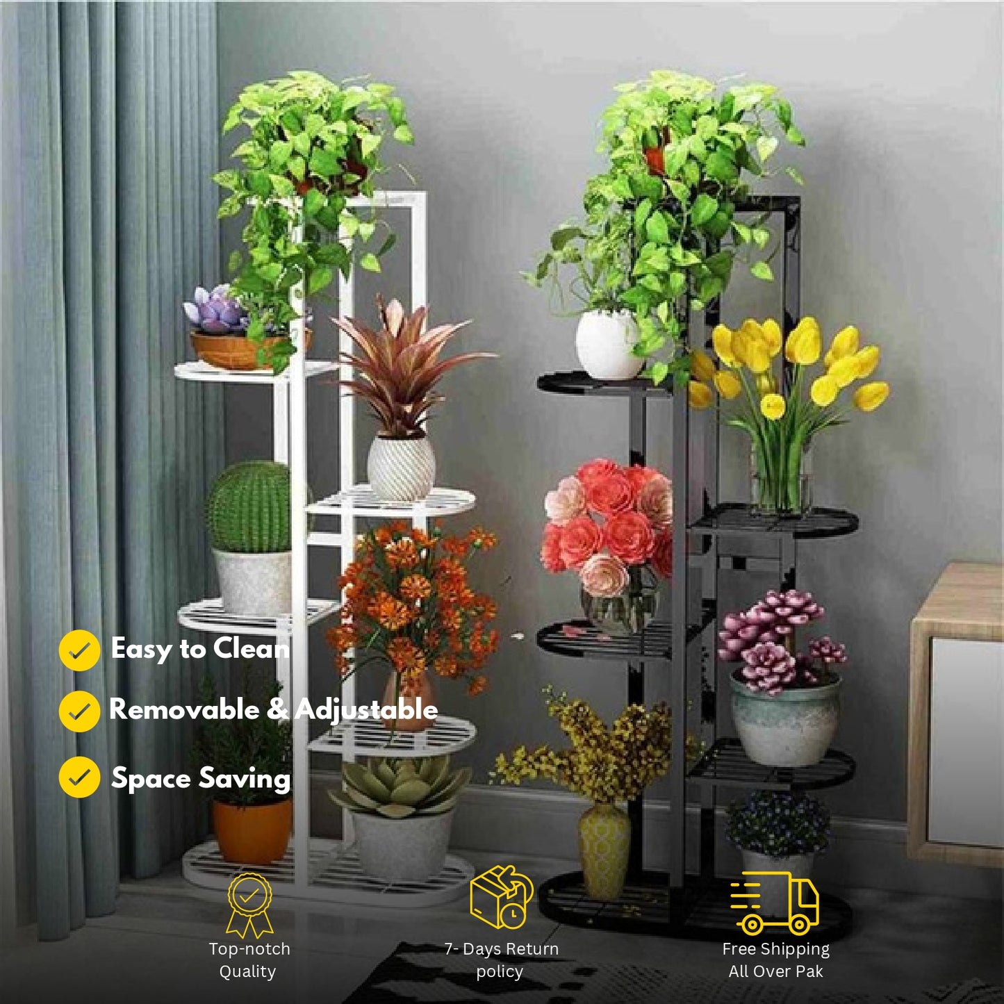 7-Tier Metal Plant Stand – Indoor/Outdoor Flower Pot Holder Rack