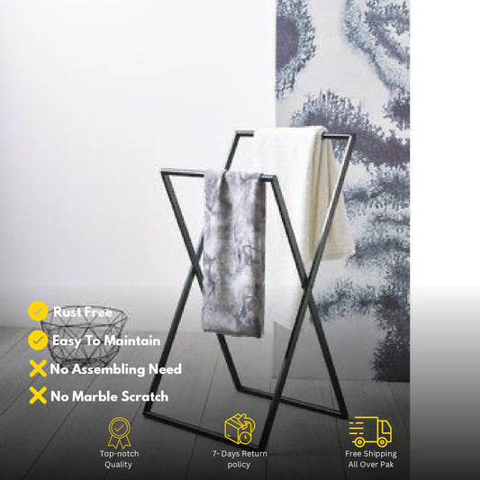 Bathroom Towel Holder – 2-Bar Metal Rack for Towels & Washcloths