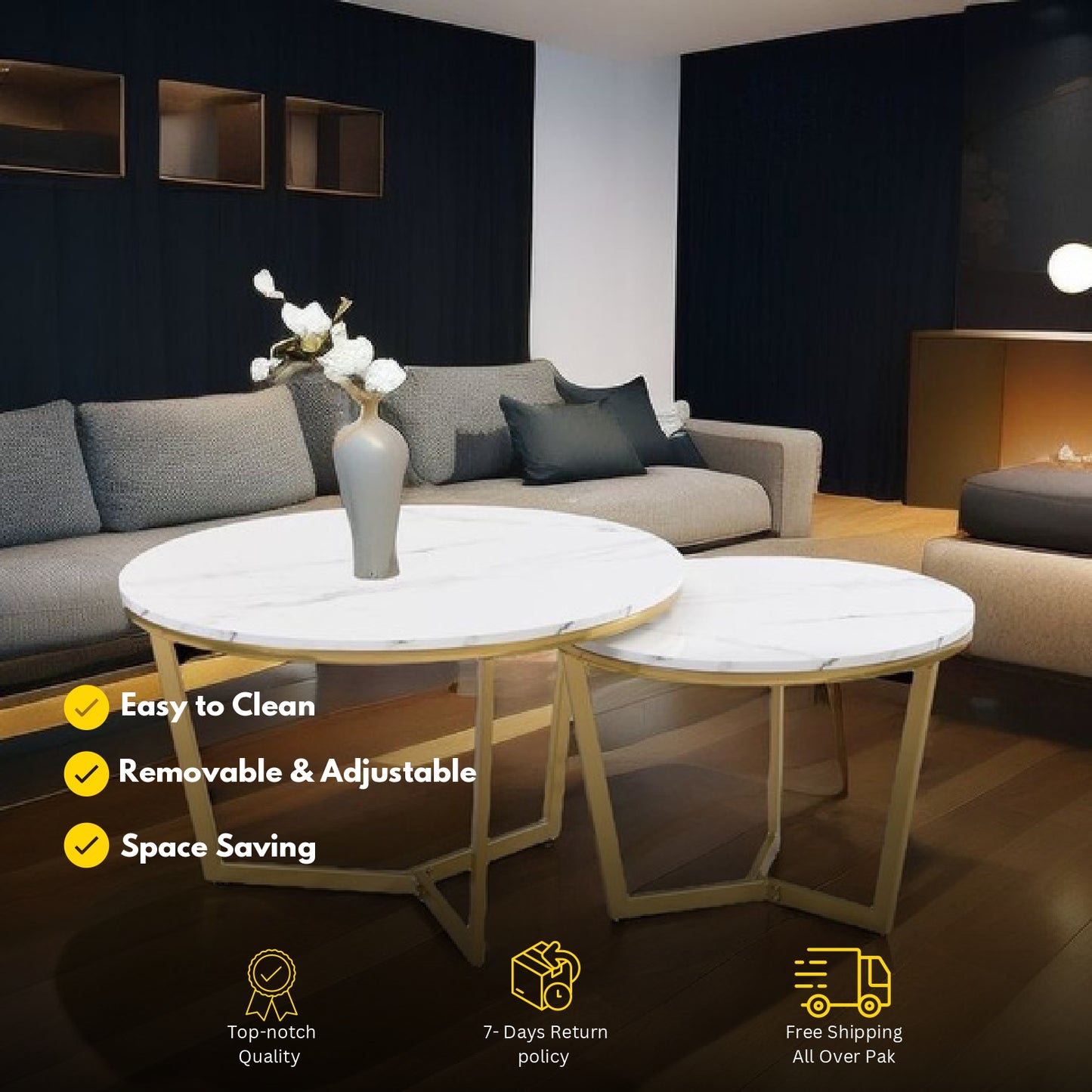 Ligno Duo – 2-Piece Wood & Metal Center Table Set A7