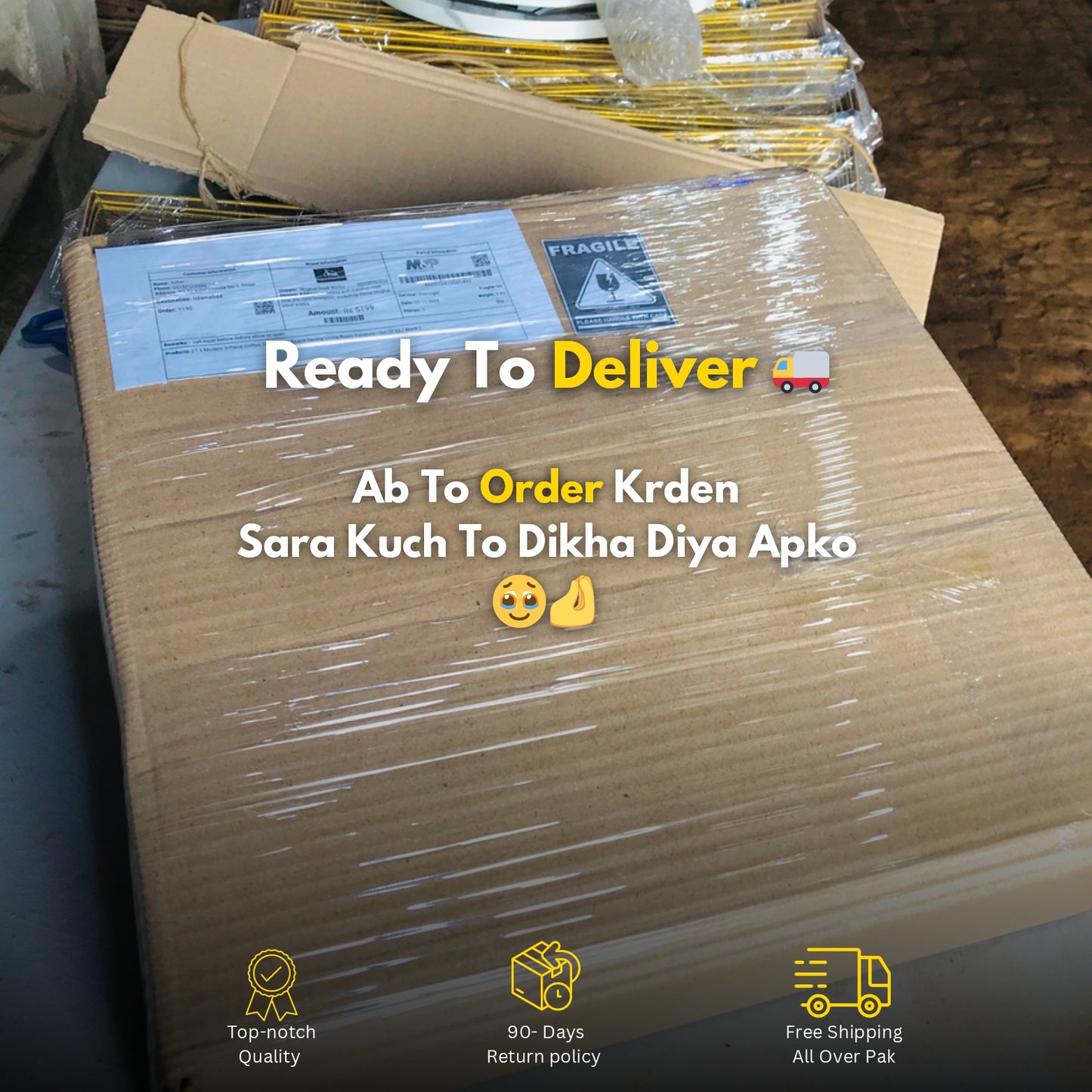 Square Modern 3-Piece Coffee Table Set – Space-Saving Living Room Furniture