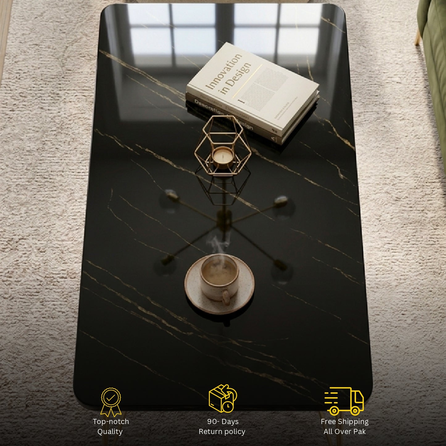 Modern Black & White Living Room Center Table