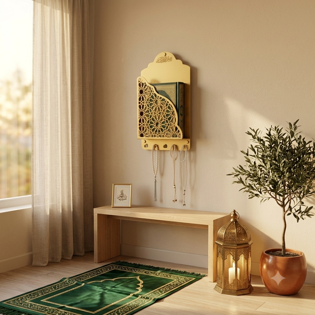 Premium Metal Quran Holder | Elegant Islamic Wall Organizer
