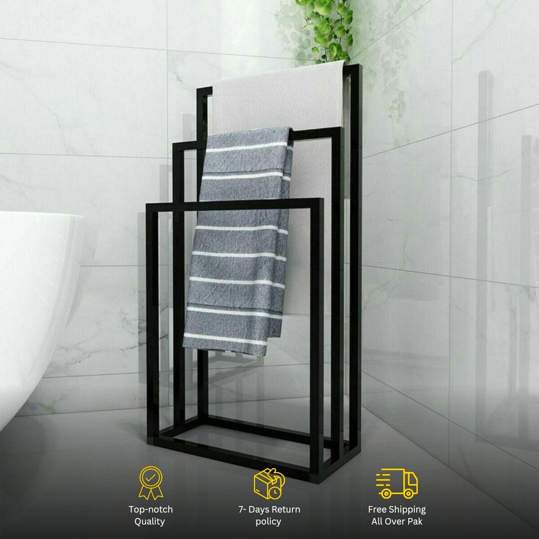 Metal Towel Bathroom Rack 3 Bars Washcloths Holder