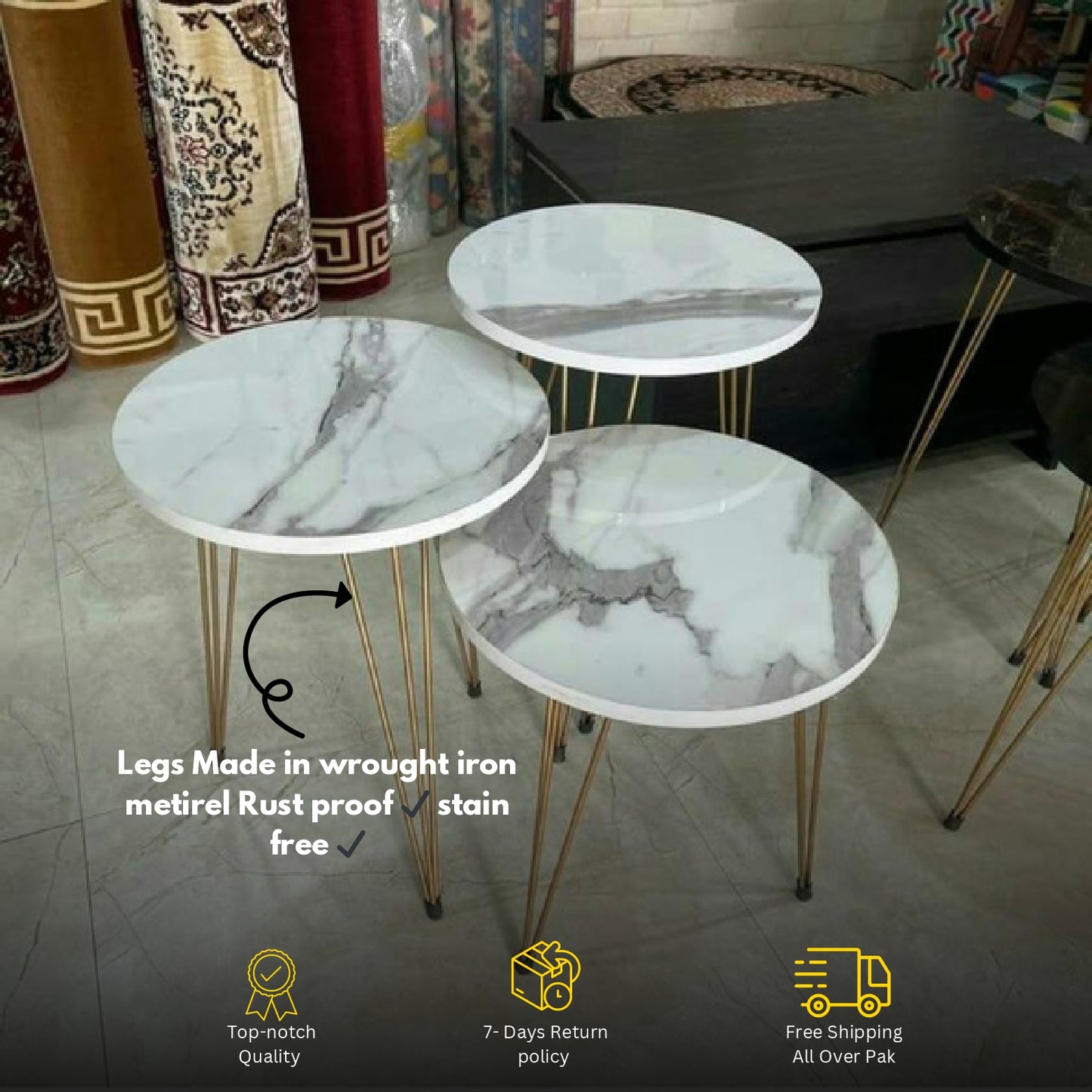 Modern 3-Piece Coffee Table Set – Space-Saving Living Room Furniture