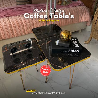 Square Modern 3-Piece Coffee Table Set – Space-Saving Living Room Furniture