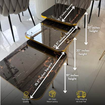 Square Modern 3-Piece Coffee Table Set – Space-Saving Living Room Furniture
