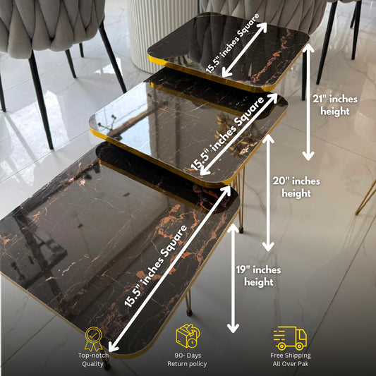 Square Modern 3-Piece Coffee Table Set – Space-Saving Living Room Furniture