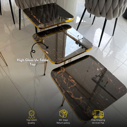 Square Modern 3-Piece Coffee Table Set – Space-Saving Living Room Furniture