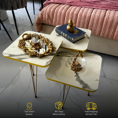 Square Modern 3-Piece Coffee Table Set – Space-Saving Living Room Furniture