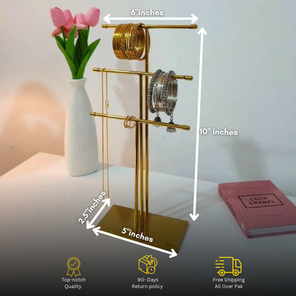 3-Layer Jewellery Stand | Rotating Organizer for Earrings, Rings & Bracelets | Premium Metal Jewelry Holder