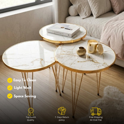 Modern 3-Piece Coffee Table Set – Space-Saving Living Room Furniture