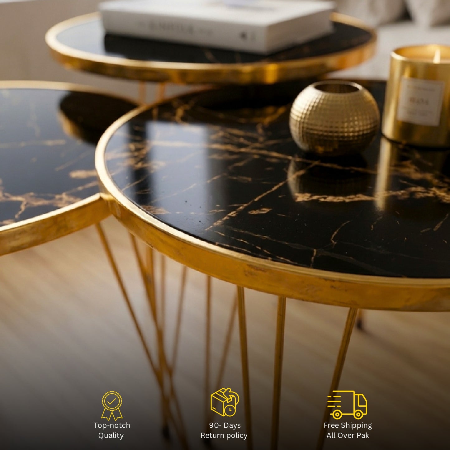 Modern 3-Piece Coffee Table Set – Space-Saving Living Room Furniture