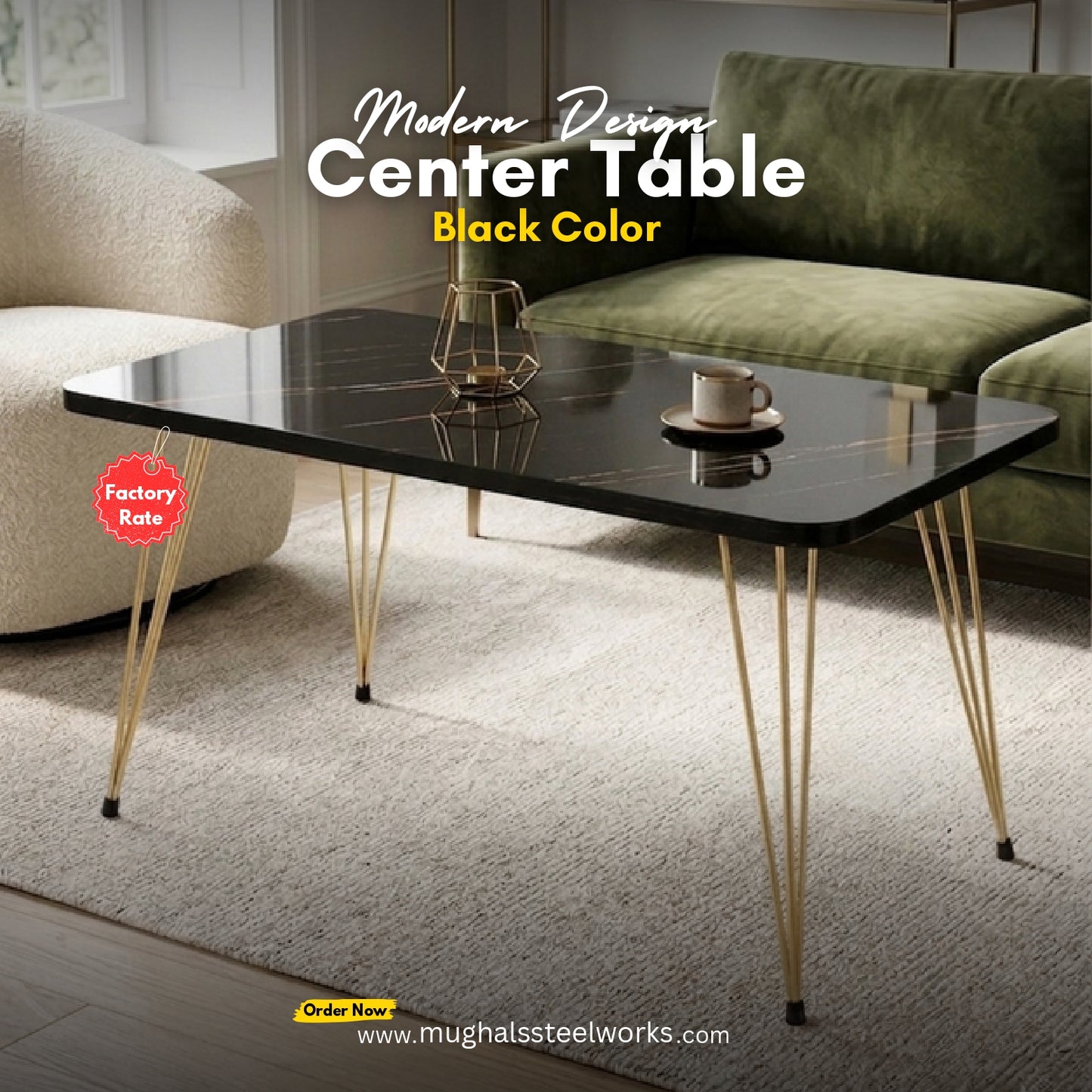 Modern Black & White Living Room Center Table