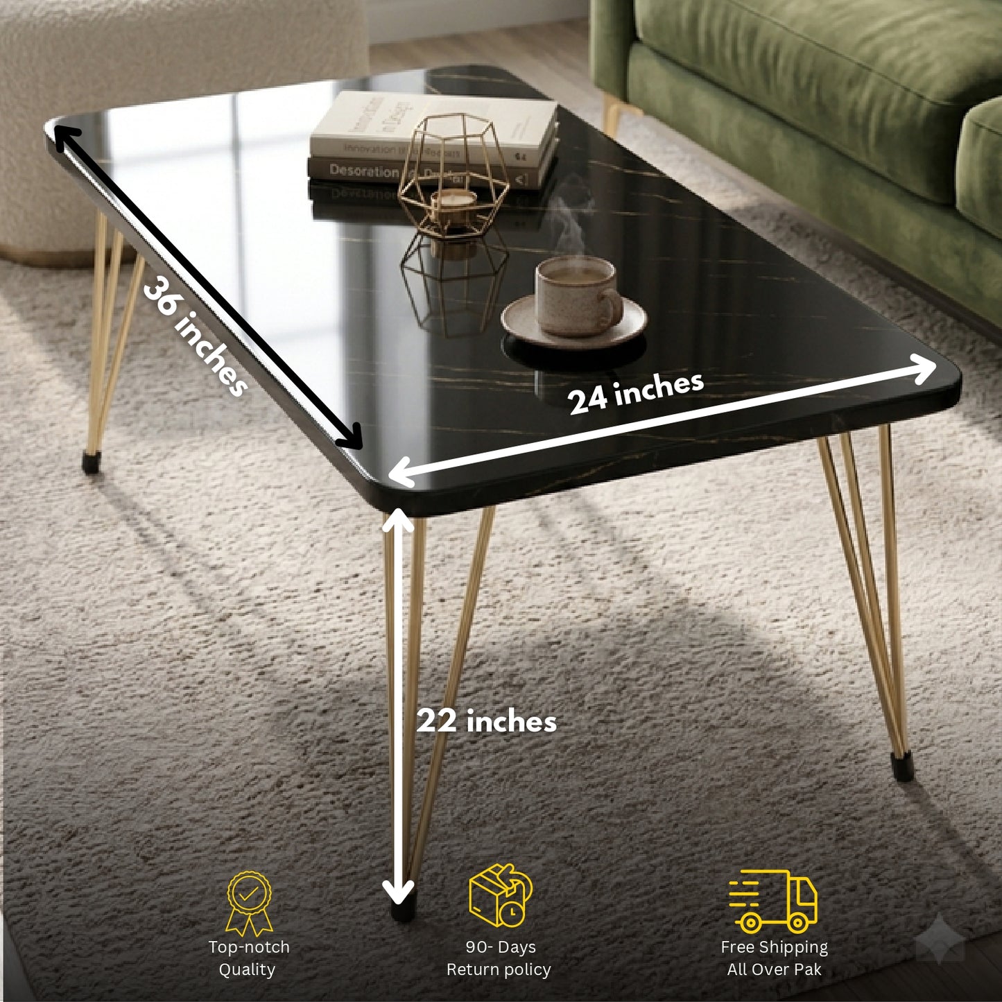 Modern Black & White Living Room Center Table