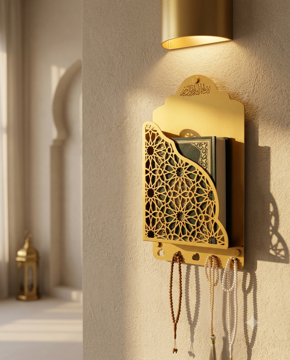 Premium Metal Quran Holder | Elegant Islamic Wall Organizer