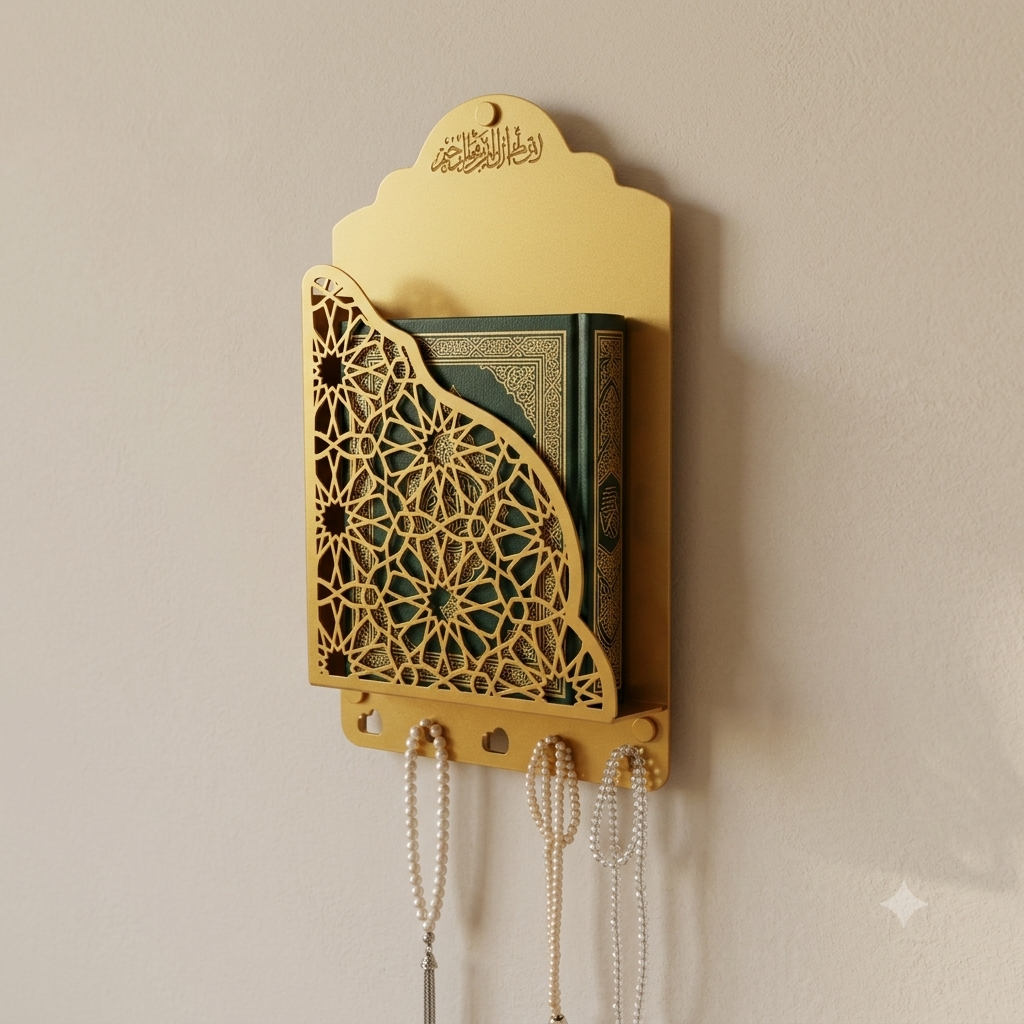 Premium Metal Quran Holder | Elegant Islamic Wall Organizer