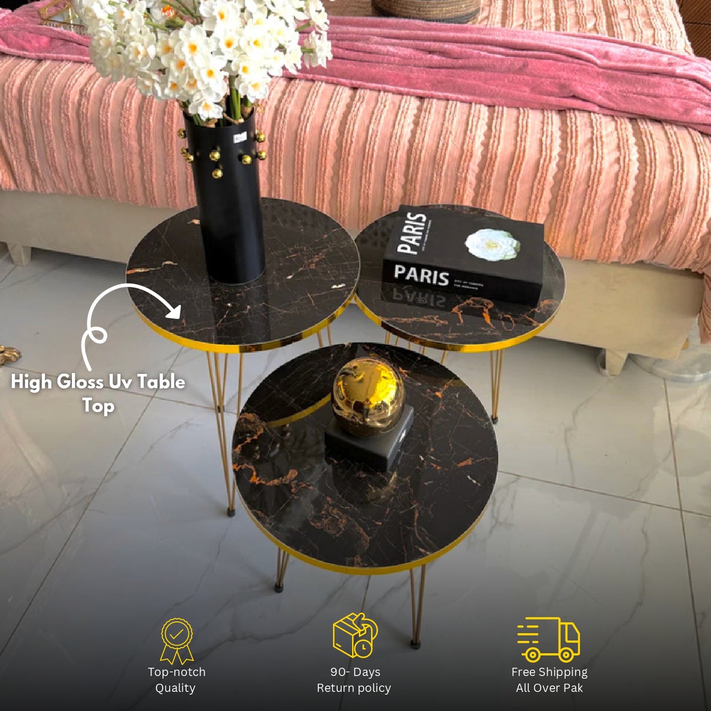 Modern 3-Piece Coffee Table Set – Space-Saving Living Room Furniture