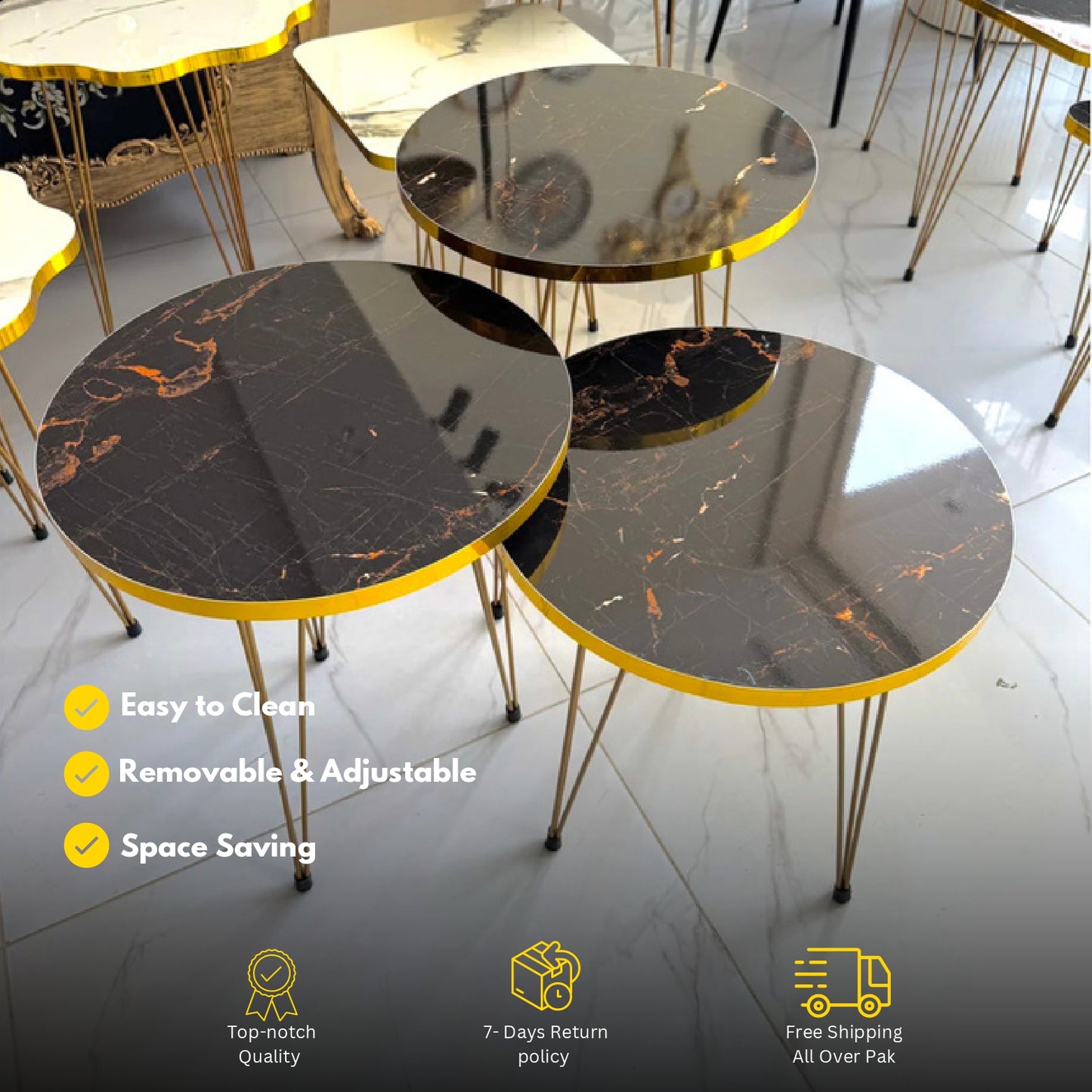 Modern 3-Piece Coffee Table Set – Space-Saving Living Room Furniture