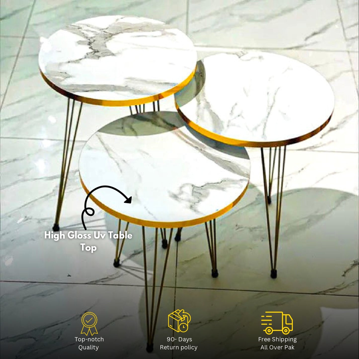 Modern 3-Piece Coffee Table Set – Space-Saving Living Room Furniture