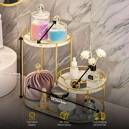 3-Layer Oval Shape Cosmetics Organizer – Vanity Storage Box for Makeup, Skincare & Jewelry